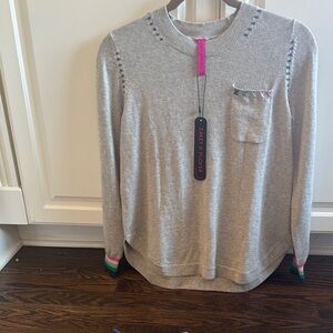 Kate Spade Grey Sweater with Rainbow Accents